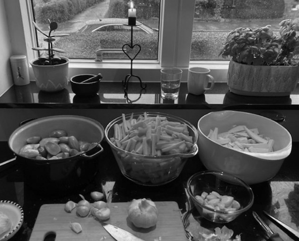 ingredients for the dish in bowls