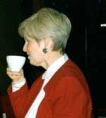Evonne Stenberg drinking from a cup